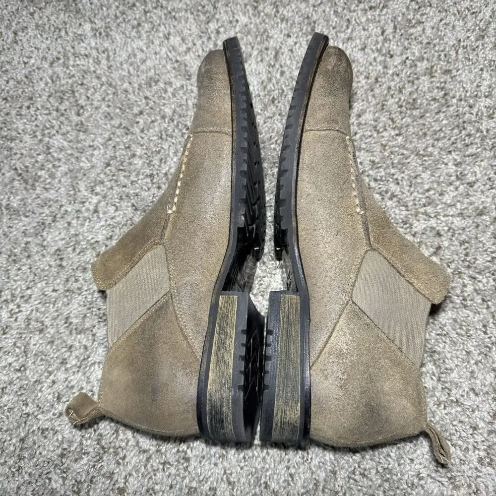 Aston Grey Chelsea Collection Ankle Boots Brown Leather Suede Square Toe Sz 9